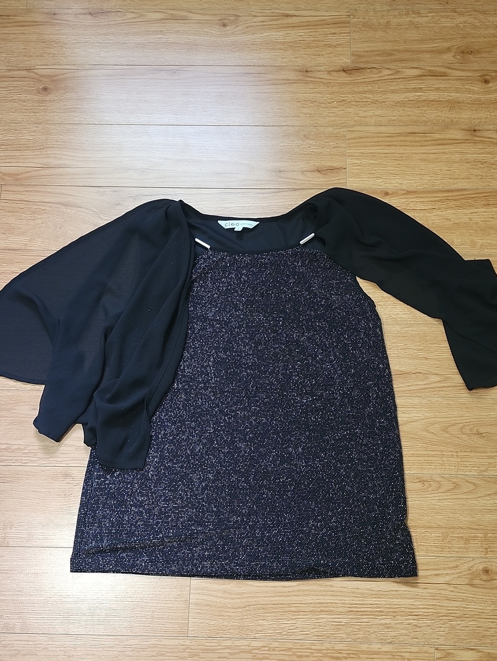 cleo Black and Silver Sparkle Knit Shell